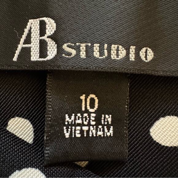 AB Studio black white polkadot sleeveless knee length sheath dress size 10 b26 - Picture 2 of 4